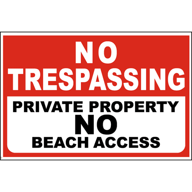 12x18 No Trespassing This Beach is Private Property Print Sun Beach Water Birds Picture Large Outdoor Beach Pool 